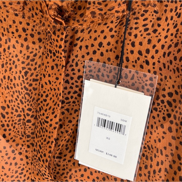 7 FOR ALL MANKIND blouse / NWT animal print sheer silk ruffle blouse / size XS - Picture 3 of 6